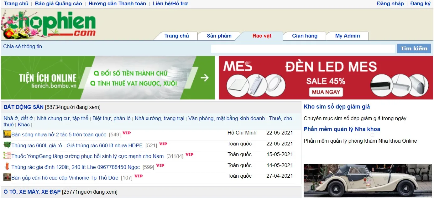 Website rao vặt Chợ Phiên