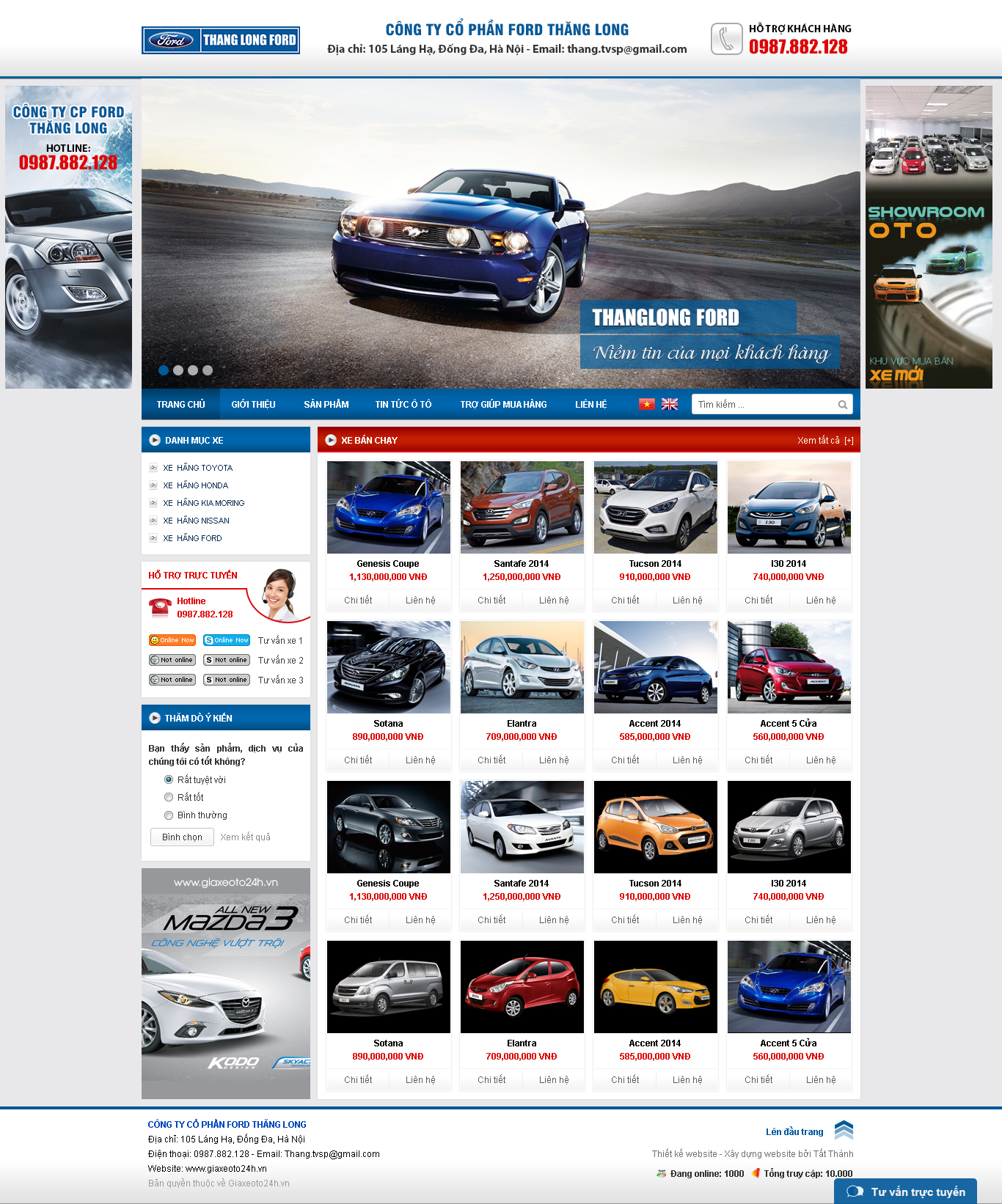 Trang chủ website ô tô