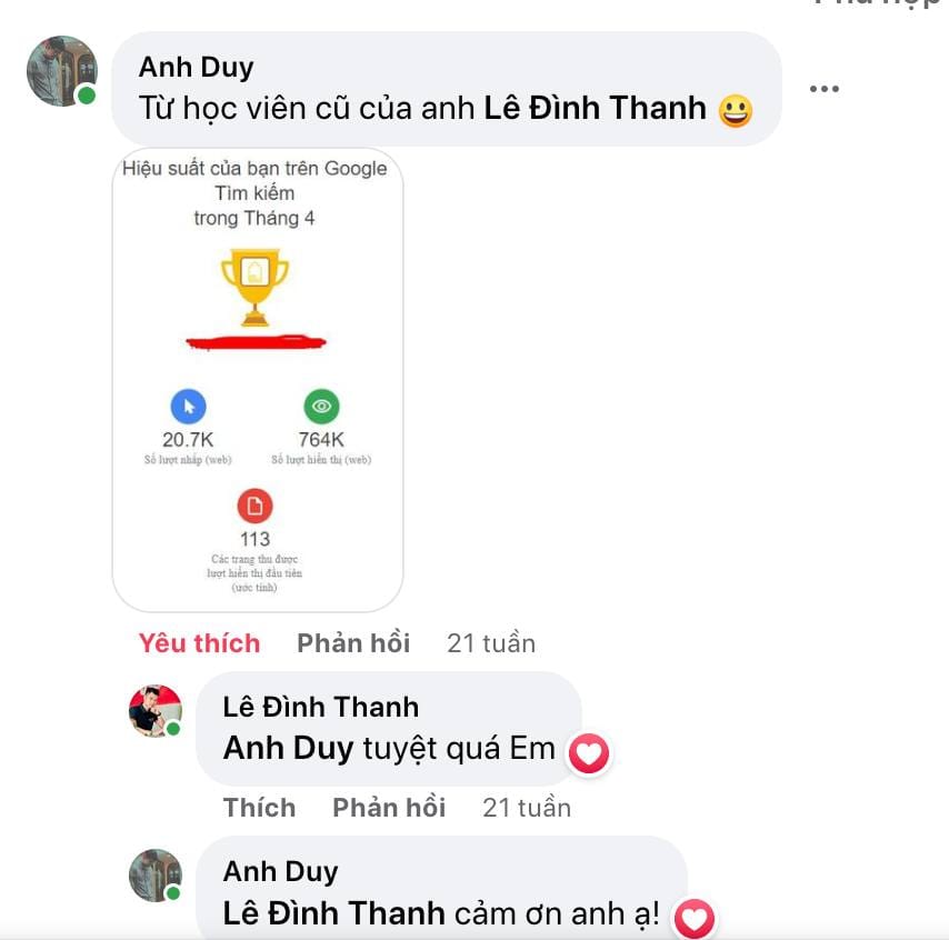 Kết quả mentor SEO - cố vấn