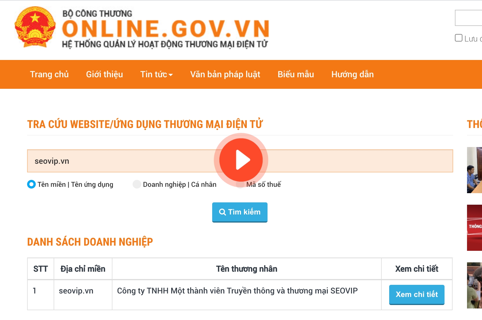 Hướng dẫn Đăng ký website với bộ công thương