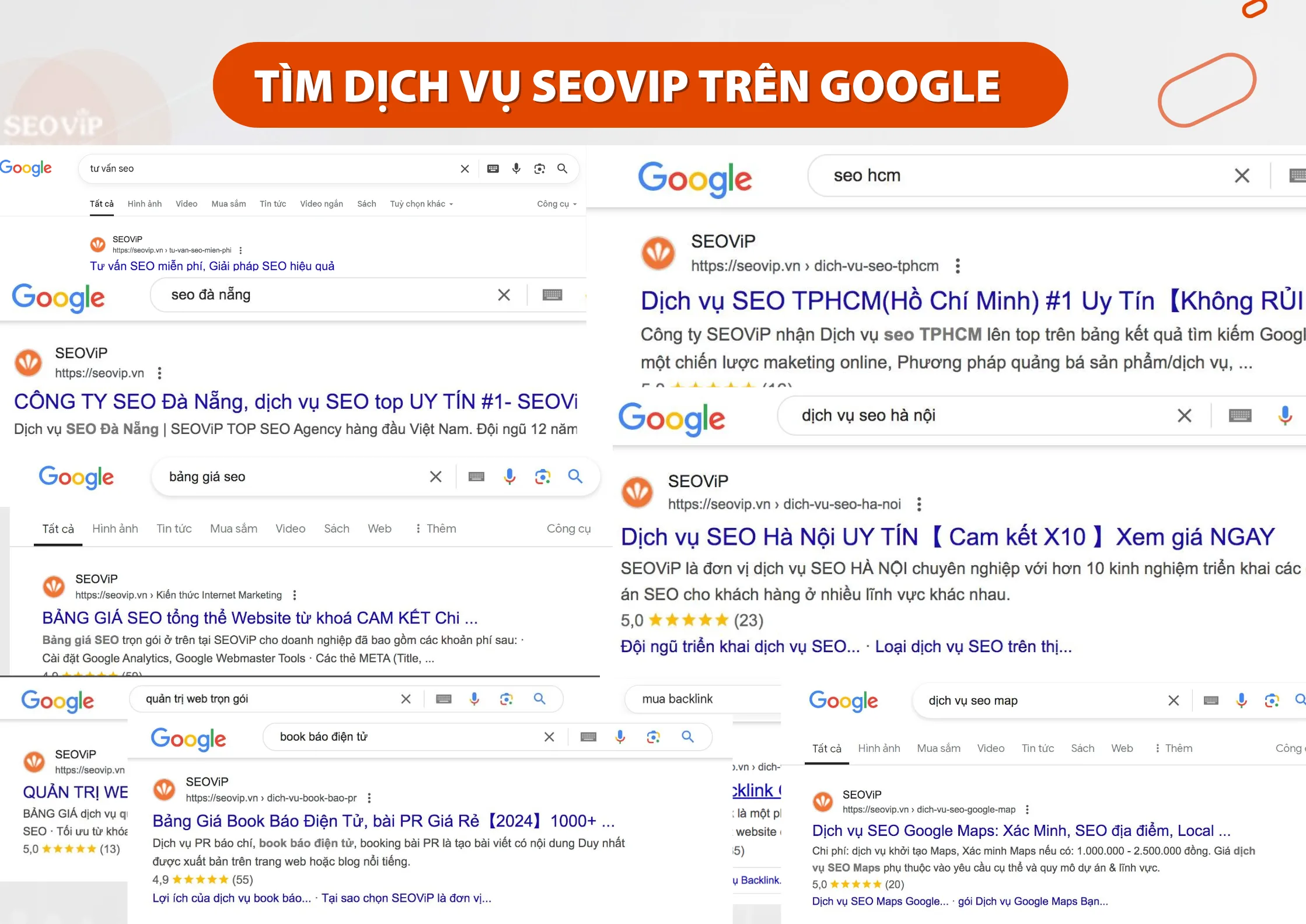 Tìm dịch vụ SEOViP trên google