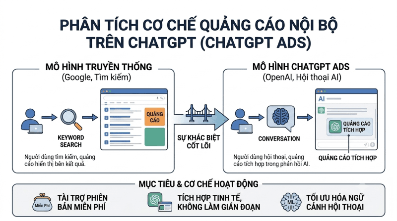 Phân tích cơ chế Quảng cáo nội bộ trên ChatGPT (ChatGPT Ads)