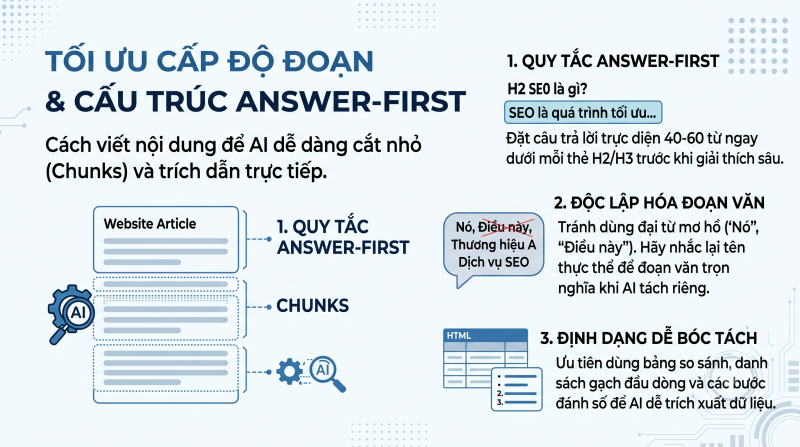 Cấu trúc nội dung Answer-First và tối ưu cấp độ đoạn (Chunk-level Optimization)