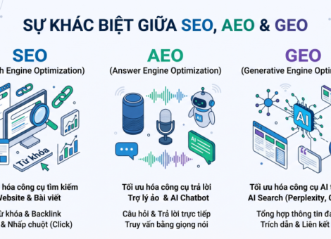 SEO, AEO và GEO khác nhau như thế nào? So sánh chi tiết